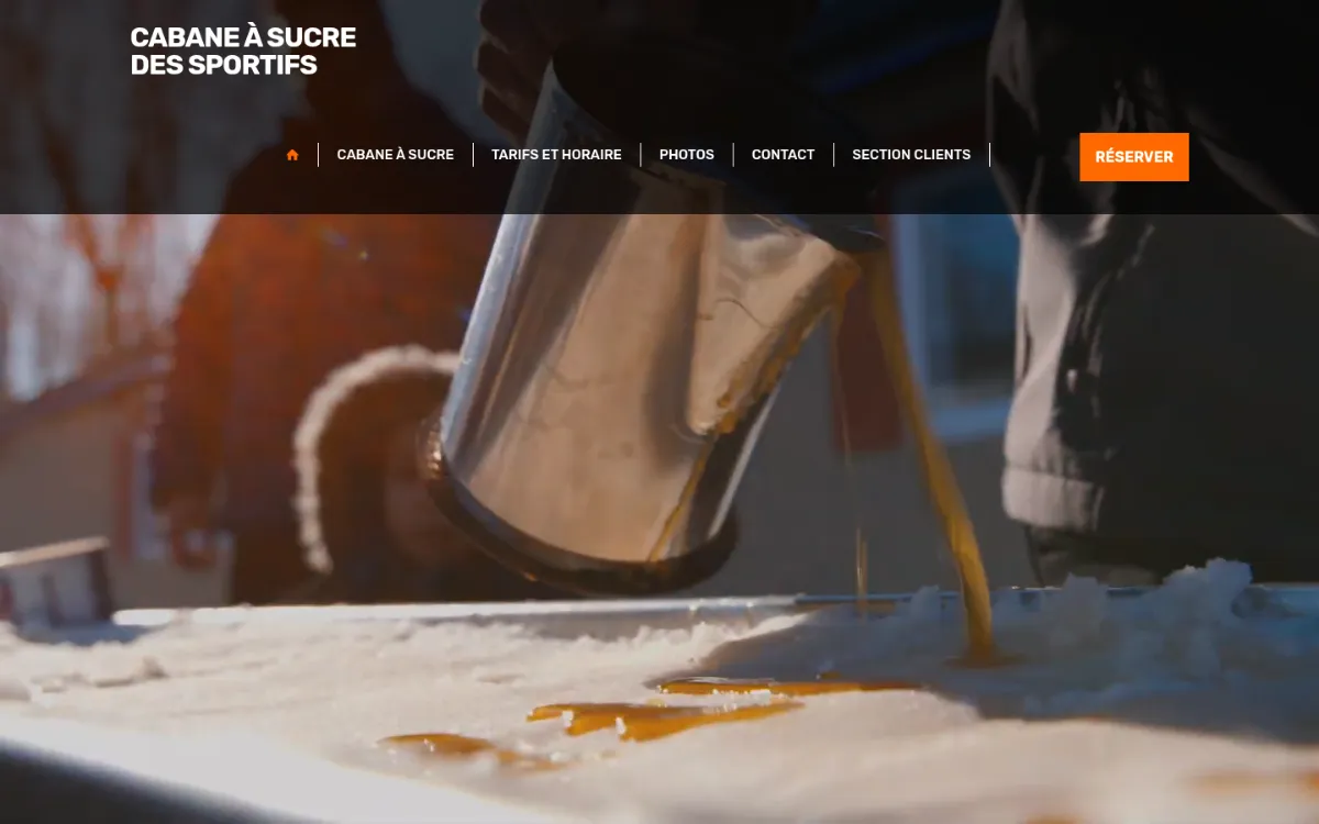 Page d’accueil du site Cabane à sucre des Sportifs