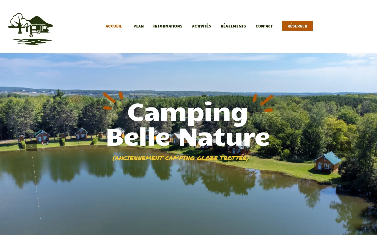 Page d’accueil du site Camping Belle Nature