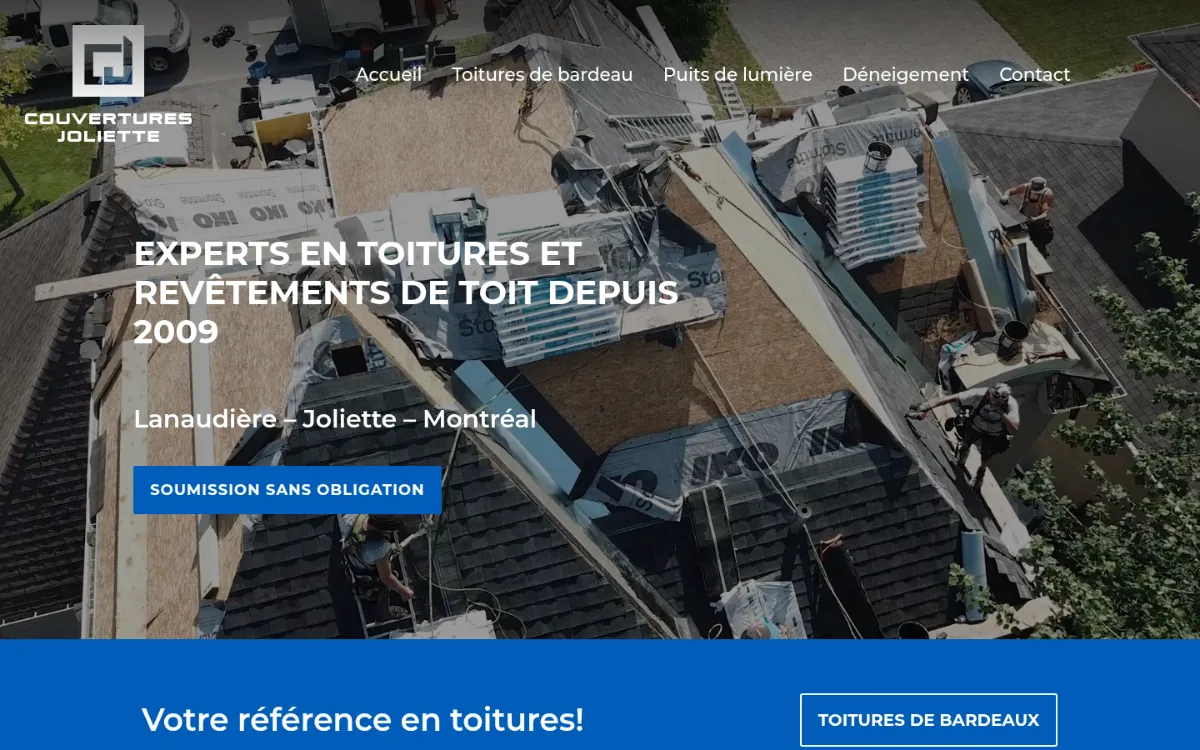 Page d’accueil du site Les Couvertures Joliette