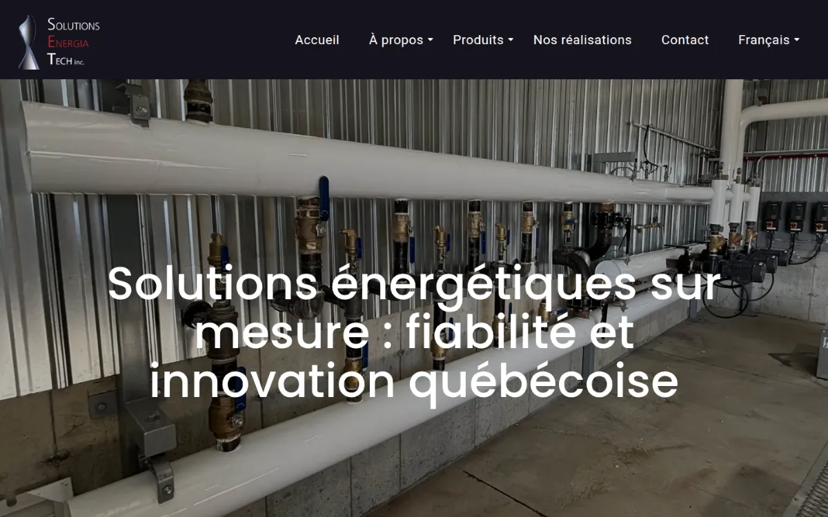 Page d’accueil du site Solutions Energia Tech