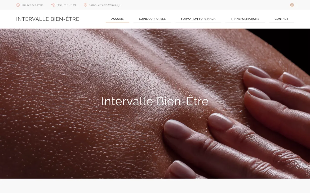 Page d’accueil du site Intervalle Bien-Être