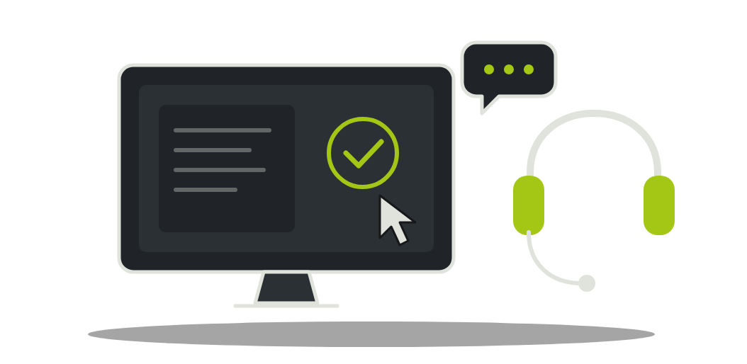 Soutien Illustration : assistance informatique à distance, avec un casque d'appel